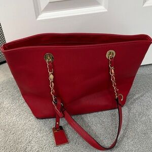Aldo Red Tote with Gold Chain Details